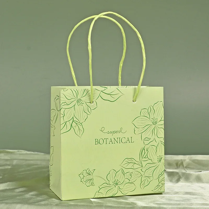 custom foil logo green paper boutique gift luxury jewelry paper bag Wedding gift bag green wooden wedding candy box