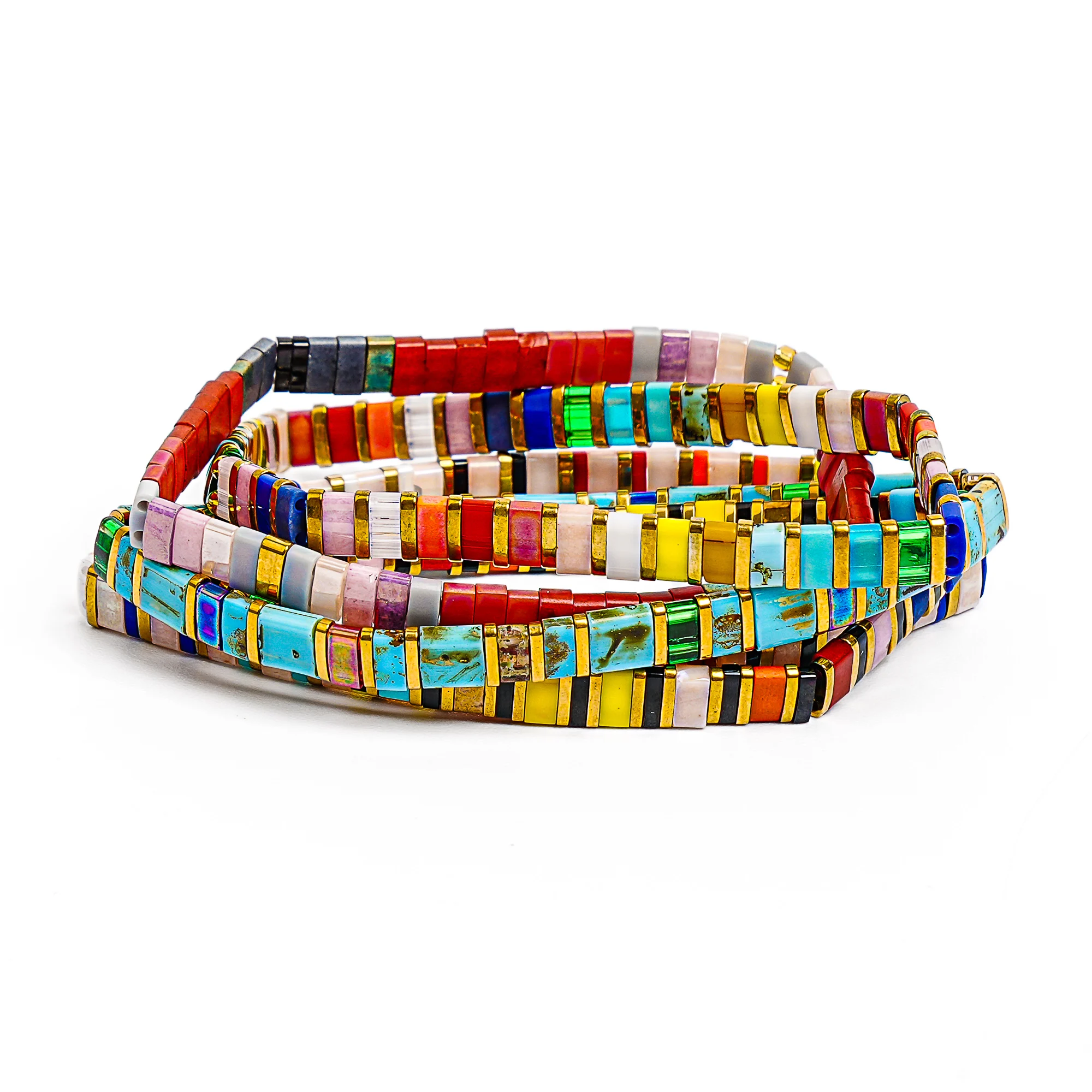 RAINBOW TILA BRACELET STACKABLE BOHO GLASS BEAD BRACELETS SUMMER JEWELRY BEACH BRACELET COLORFUL FRIENDSHIP BRACELET DIY GIFTS