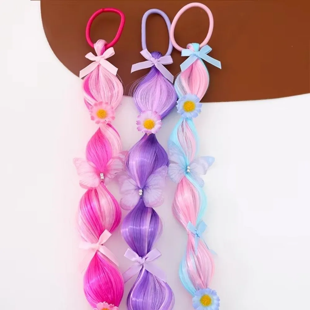 Colorful Braided Hair Ponytail Braided Ponytail Extension Princess Hair Accessories Elastic Band Hair Extensions