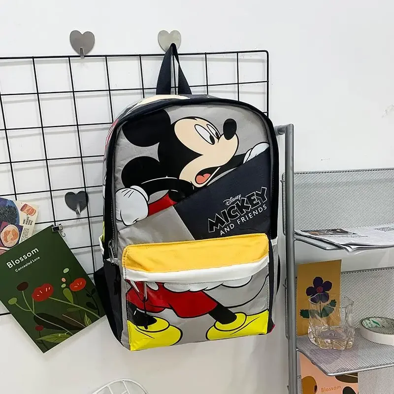 Saco de escola dos desenhos animados da disney mickey mouse mochila impressa bonita e leve para meninos e meninas, bolsa de faculdade nova