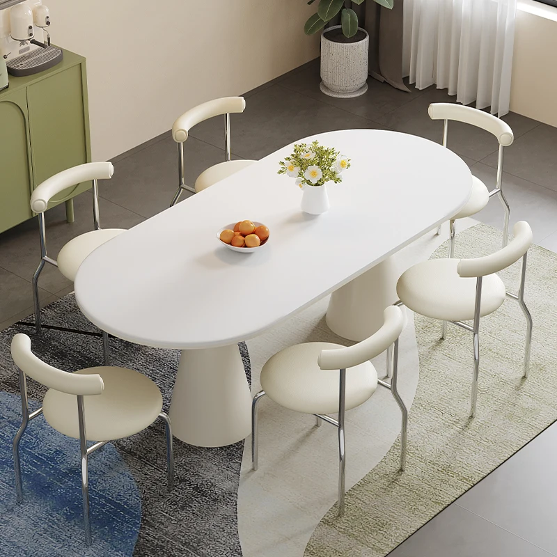 

Cream wind rock board dining table and chair combination
