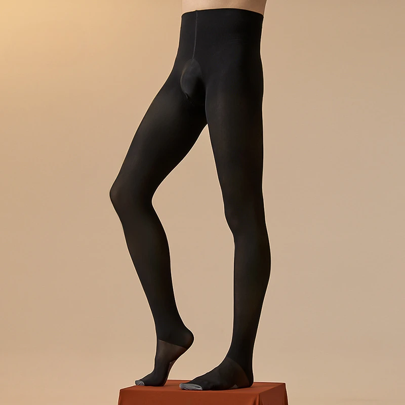 200D 男性ベルベットストッキング熱下着冬ロングジョンズ防風タイトパンツハイウエストレギンス男性厚みのストッキング