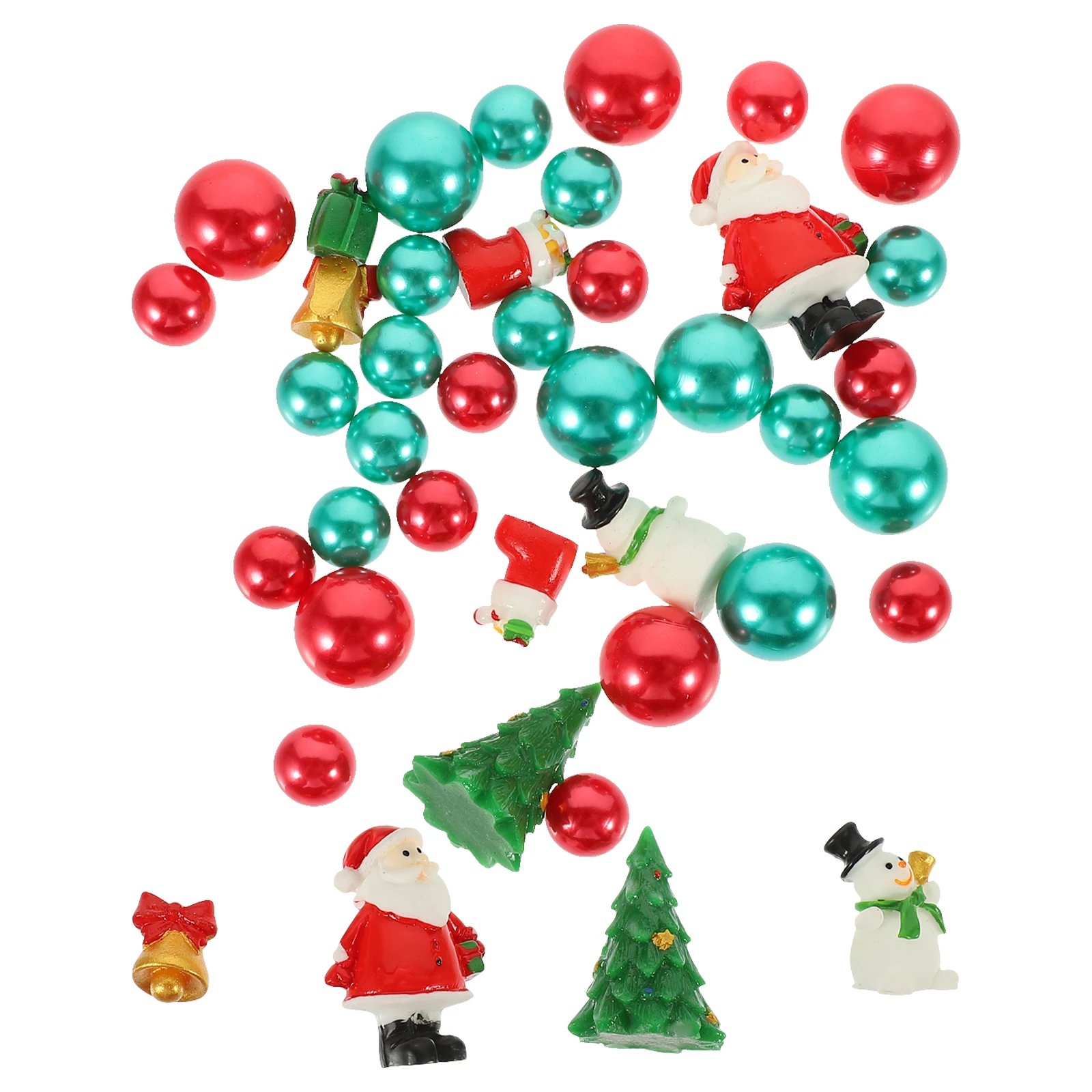 

1 set Snowman Pearl Decoration Green Acrylic Vase Fillers Beads for Christmas Wedding Party DIY Craft Decorations Fake Pearls