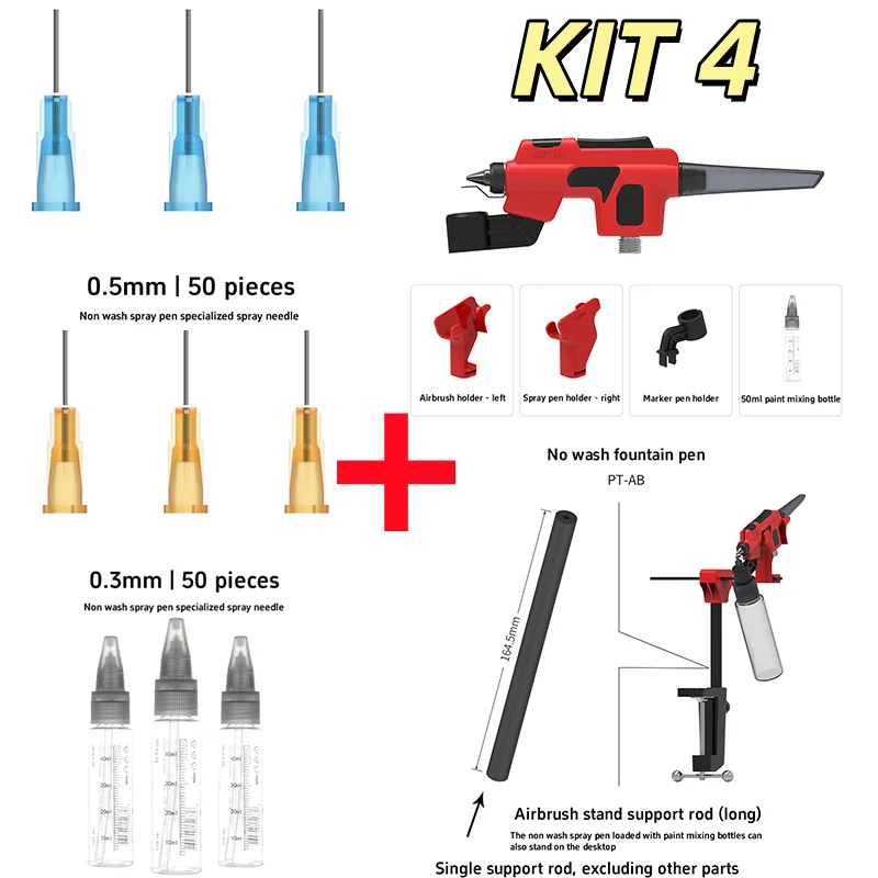 【DSPIAE PT-AB】Wash-Free Airbrush with Marker Rack for Scale Model Painting Quick Color Change Hobbyist DIY Craft Tools