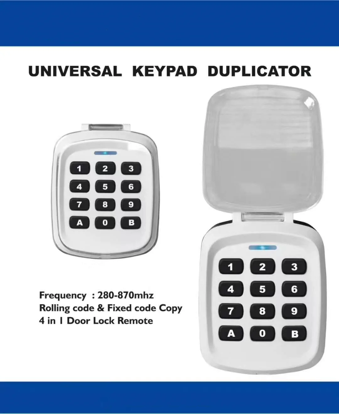 Outdoor Courtyard 280-870mhz Multi-frequency Wireless Button Rolling Code Remote Control Copy Key Password Box