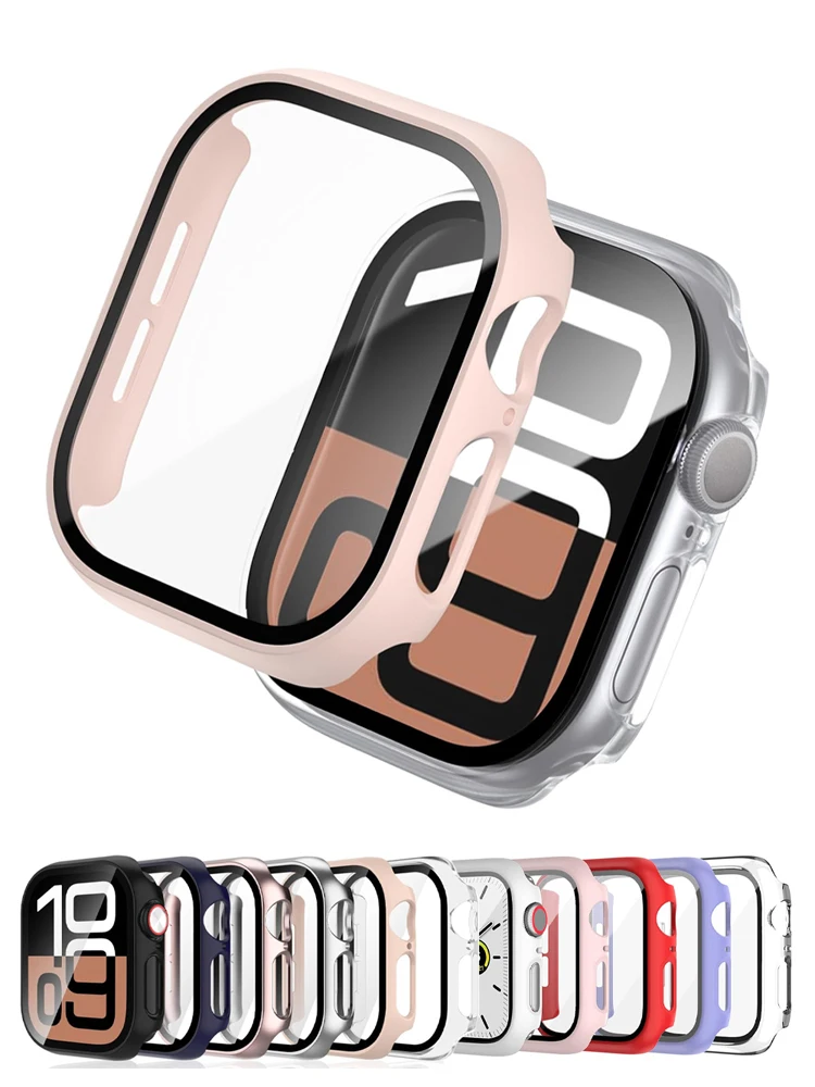 Cover Case For Apple Watch 10 42mm 46mm Accessories Screen Protector HD Tempered Glass Hard PC Bumper iWatch Series Protective