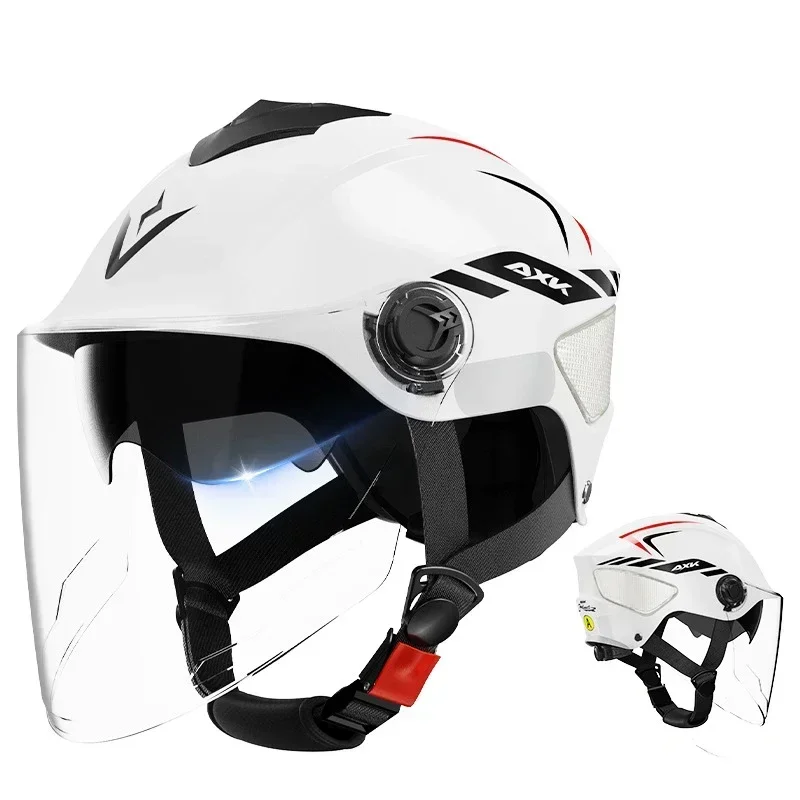 Medio casco de motocicleta Unisex, equipo de equitación para hombres y mujeres, casco de seguridad para bicicleta, gafas eléctricas de dibujos animados, casco para las cuatro estaciones