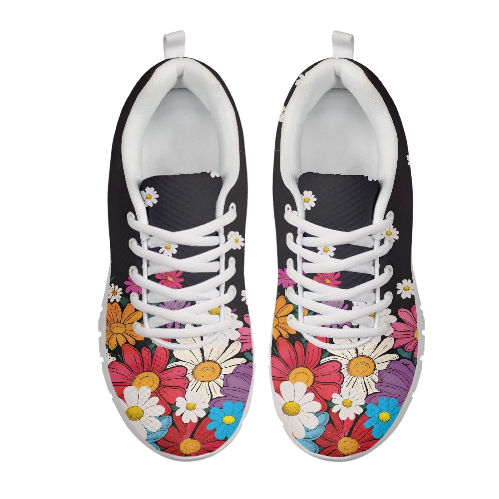 Coloranimal Retro Pop Art Floral Walking Sneakers Athletic Shoes for Womens Casual Fitness Shoes