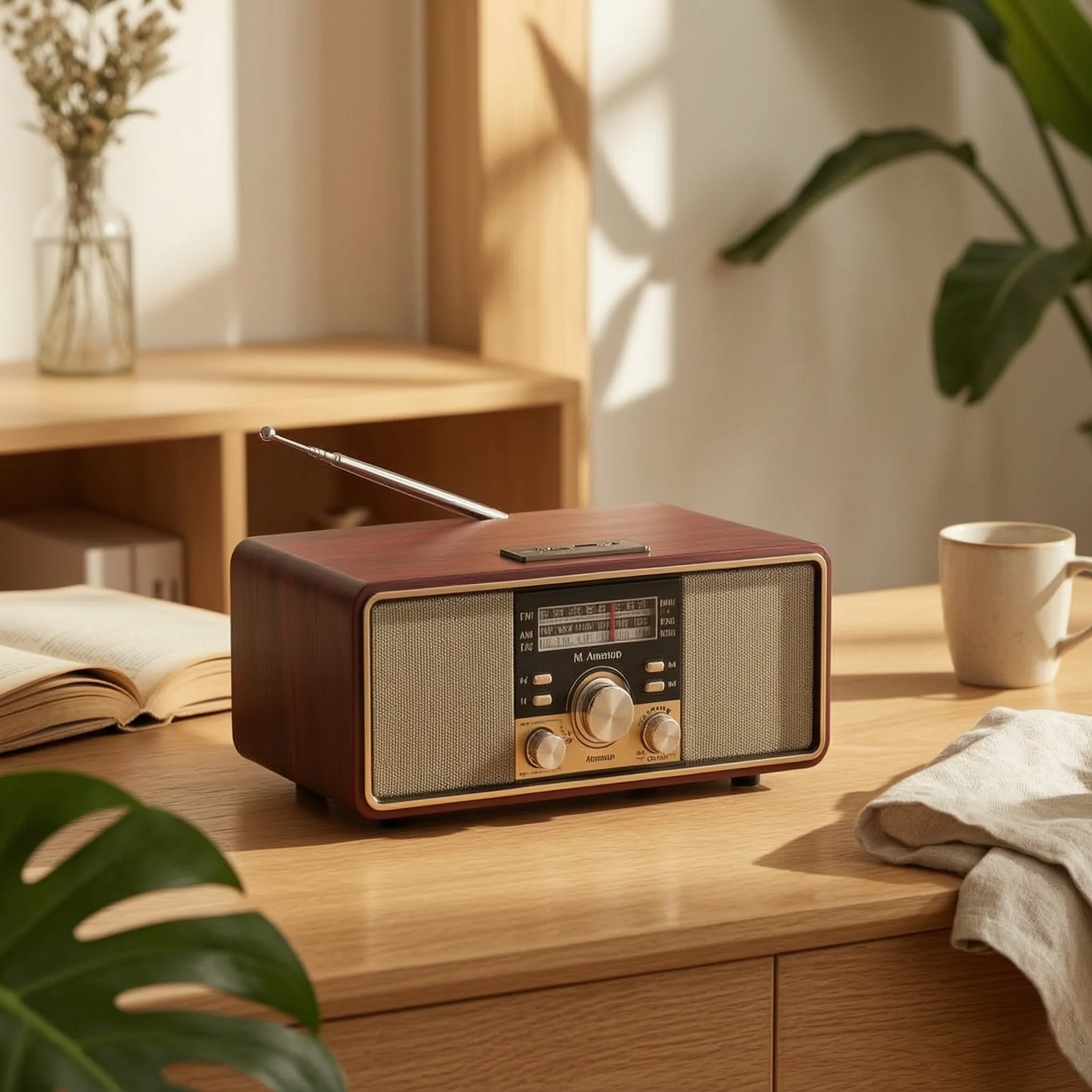Wooden Bluetooth Speaker Loud Volume AM Broadcast Band Radio Speaker Audio Device USB Charging Great Reception