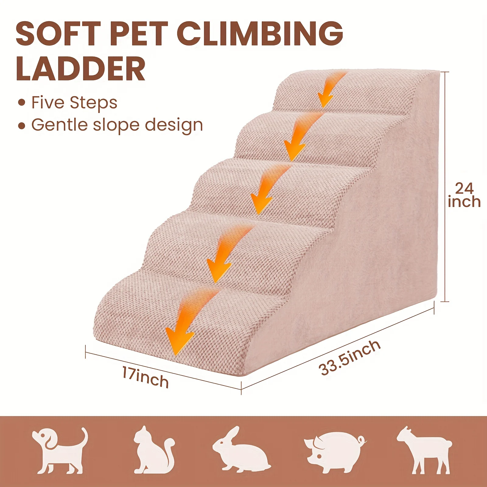 

Dog Stairs for Dogs - High Density Foam Pet Steps, Extra Wide Dog Ramp with Non-Slip Bottom for High Beds, Couch And Sofa, Best
