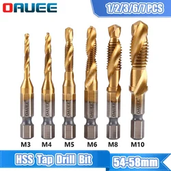 Broca de grifo de 1/2/3/6 piezas, vástago hexagonal, tornillo de rosca HSS Chapado en titanio, máquina de tornillo, grifo compuesto M3 M4 M5 M8 M10, herramientas manuales, herramientas de mano