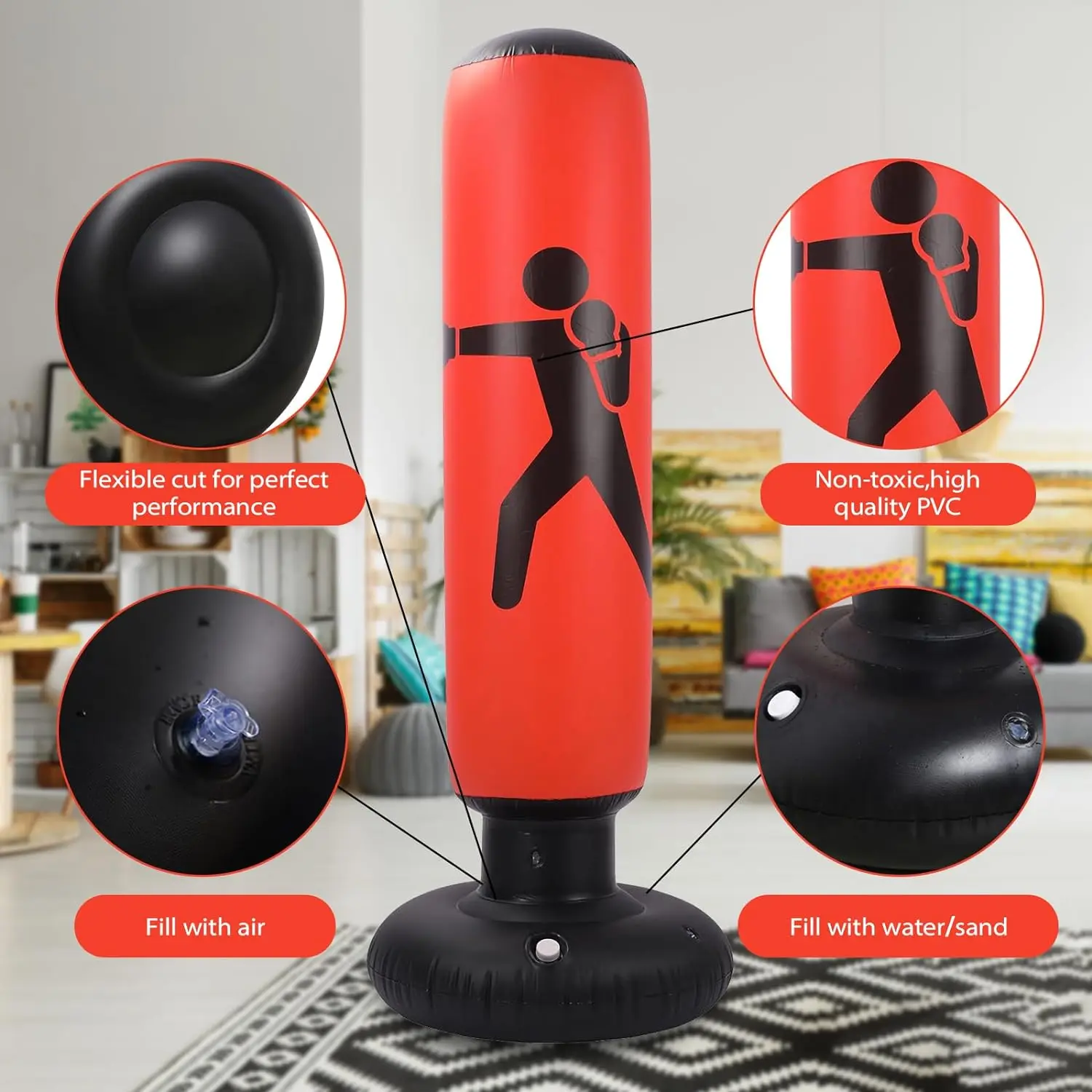 COMCO Boxing Column,Inflatable Punching Bag for Adult&kids,Durable PVC Material,Healthy&Fun Exercise,Improve Self Confidencef