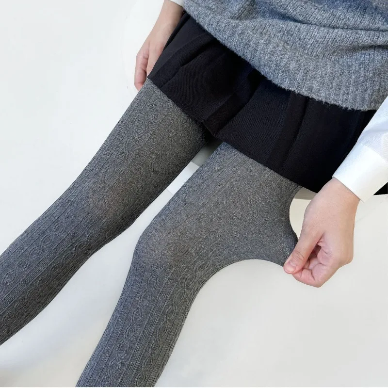 

Autumn Winter Vertical Striped Tights 150g Women Vintage Cotton Knit Pantyhose Versatile Stockings Underwear Slimming Leggings