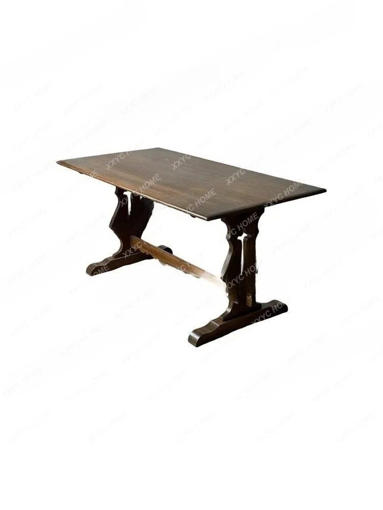 

retro solid wood dining table medieval nostalgic carving long desk coffee table