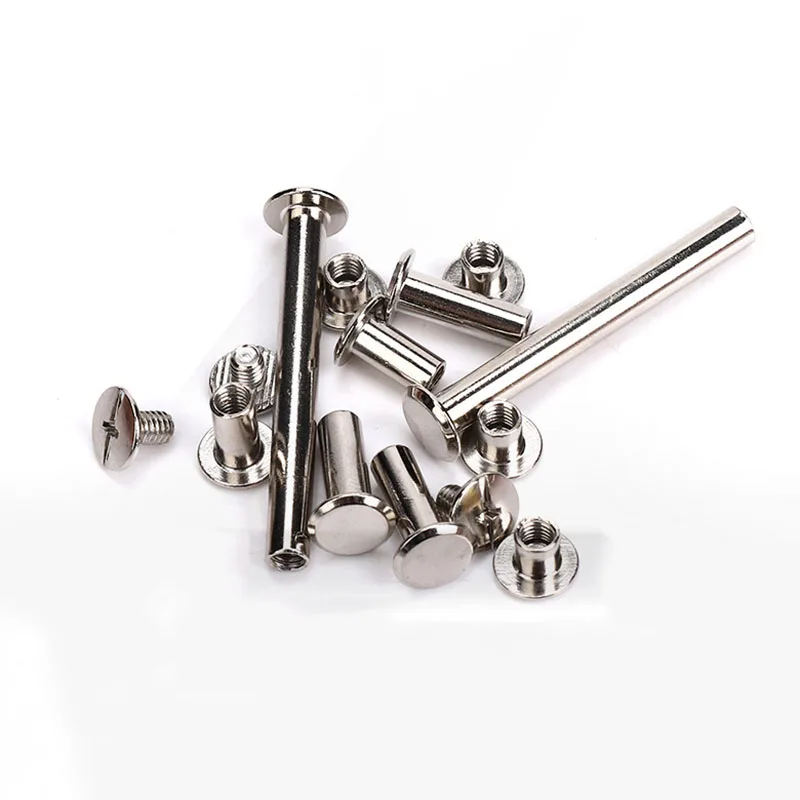 10sets Binding Chicago Screws Silver Belt Screw Nails Long Studs Rivets Leather Craft Hardware Accessories Rod Length 4~30mm