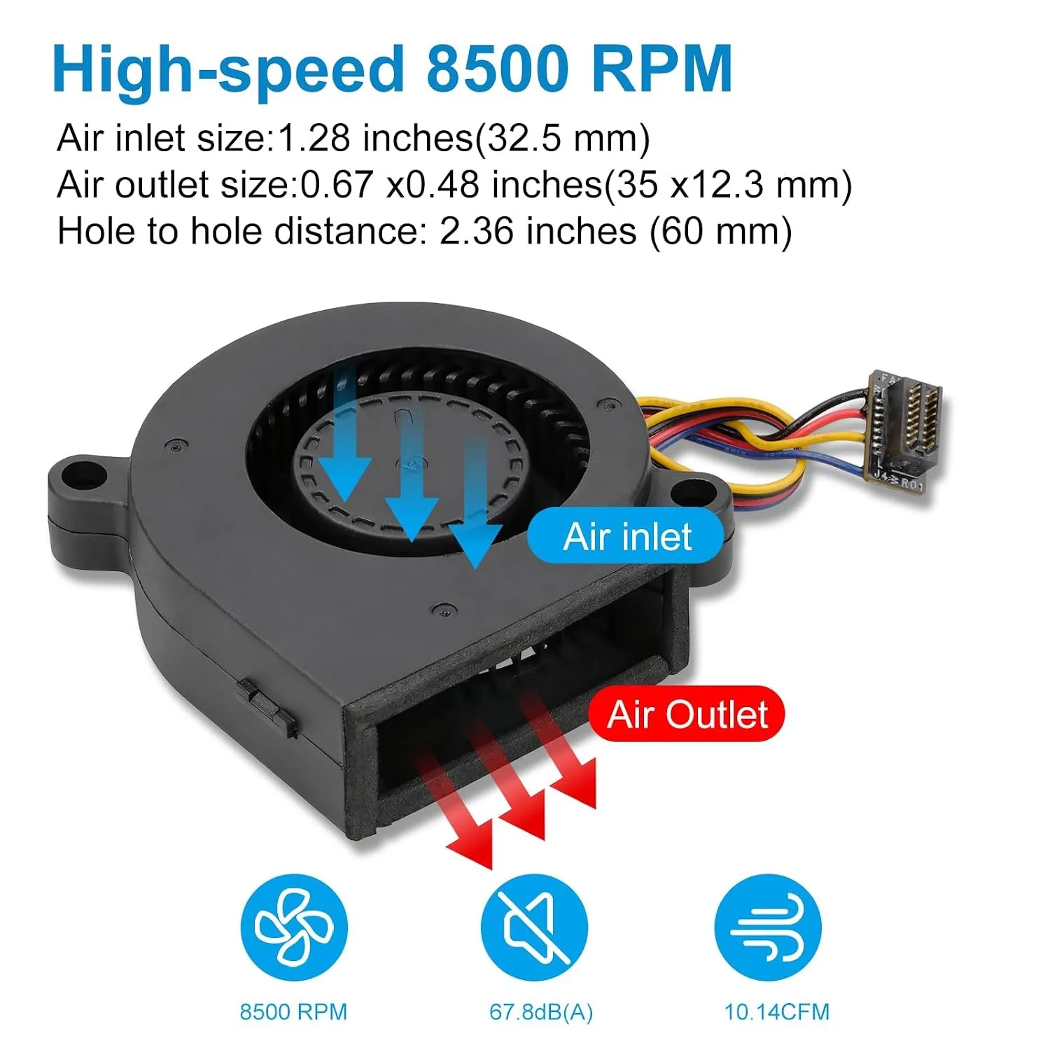5015 Cooling Blower Fan for Bambu Lab X1 X1C P1P P1S 24V Dual Ball Bearing Quiet Turbo Front Shell 3D Printer Replacement Parts