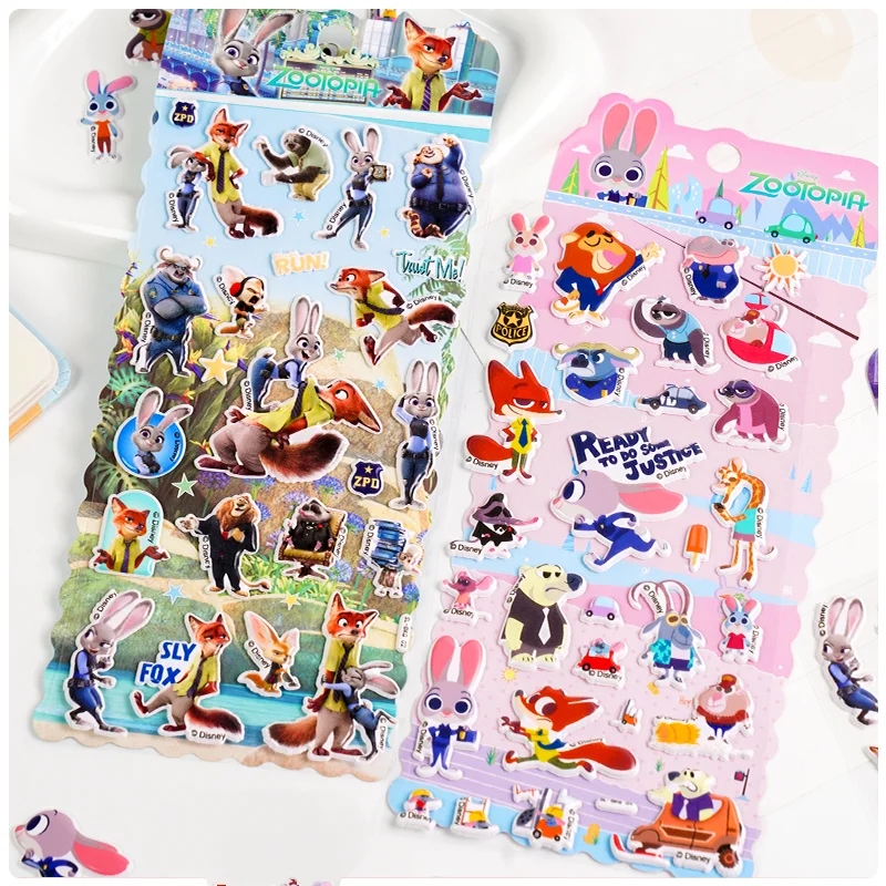 Disney Zootopia Judy Nick Clawhauser 3D Driedimensionale Schuimstickers Plakboek Helm Opbergdoos Decoratie Meisje Paar Cadeau