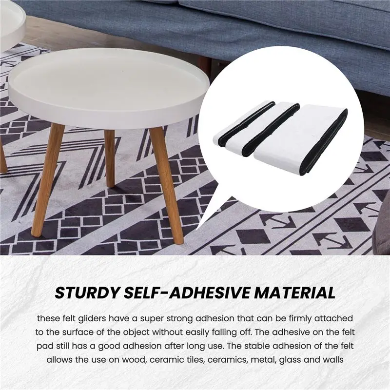 A74E-Self-Adhesive Felt Gliders,3 Rolls Of Felt Gliders (100 X 10 Cm + 100 X 5 Cm + 100 X 2 Cm),5 Mm Self-Adhesive,For Chairs