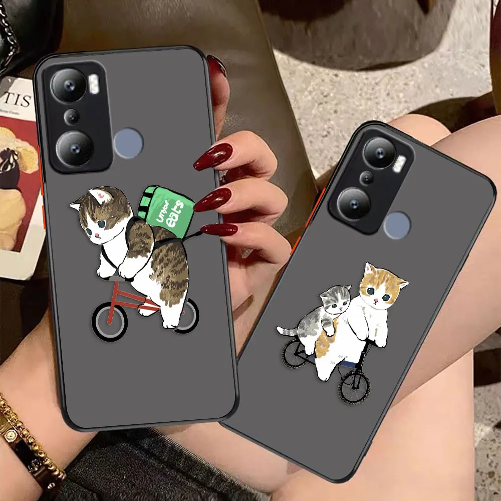 Matte Case for infinix HOT 20I 12 12I 11 11S 10 10I 10S PLAY 9 Pro POVA 3 CAMON 15 17P Case Funda Cute Cat Cartoon Illustration