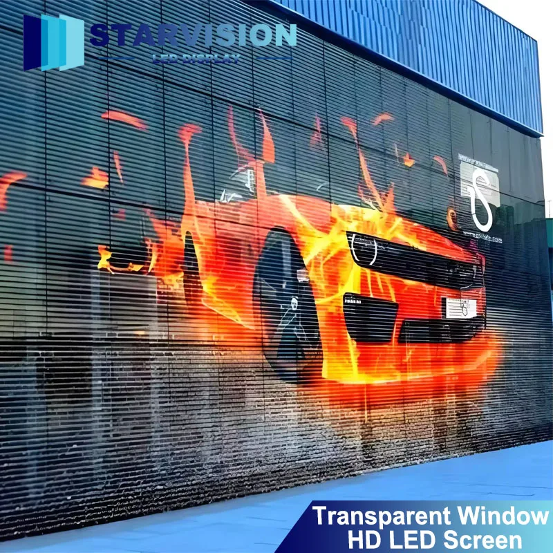 Full Color LED Transparent Grid Display Energy Saving Long Lifespan For Exhibition
