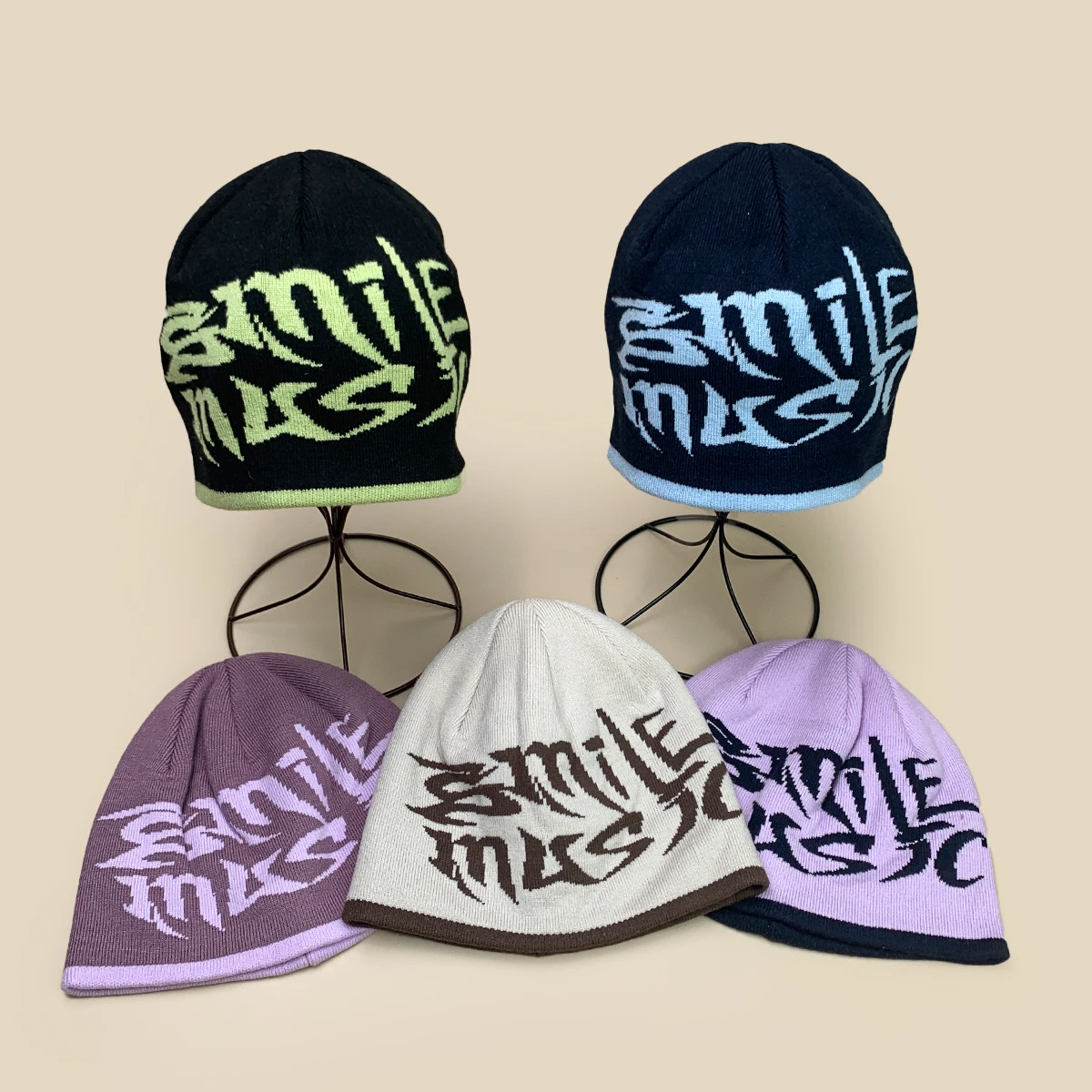 

Personal Jacquard Letters Knitted Hats New Men Women Color Block Warm American Fashion Outdoor Versatile Street Casual Beanies