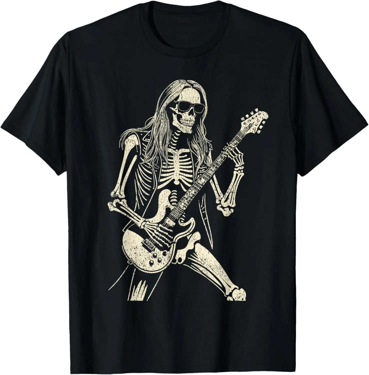 

Skeleton Playing Guitar Graphic Rock and Roll Band Rock On T-Shirt Motorcycle