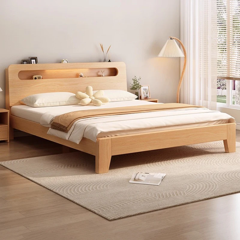 

Wooden Design Simple Bed Sleeping Modern Bedroom King Size Double Bed European Space Saving Girls Muebles Lounge Suite Furniture