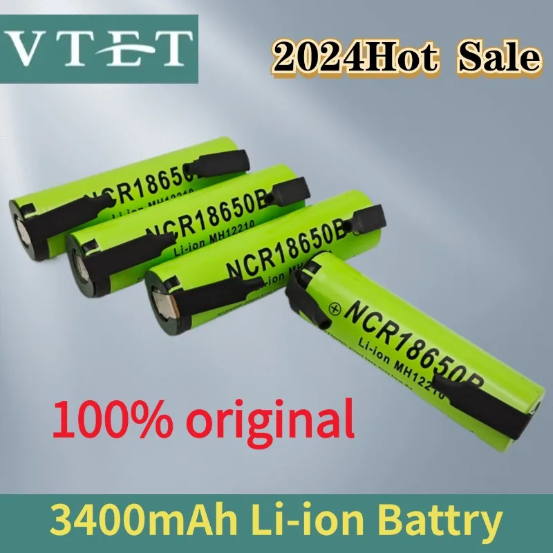 2024 New 100% Original NCR18650B 3400mAh Battery 3.7V Rechargeable Li-ion Battery 3.7V 18650 Battery 3400mAh+DIY Nicke+Hot Sale