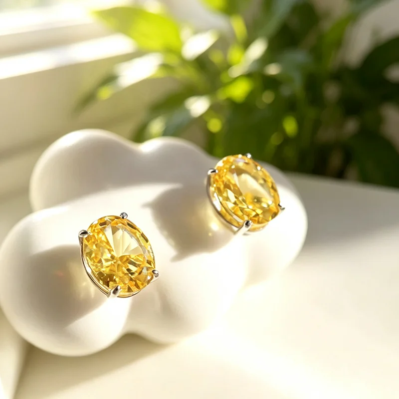 Luxury Simple Stud Earrings with Oval CZ for Lady Daily Wear Ear Accessories Teens Low-key For Women Earrings Statement Jewelry