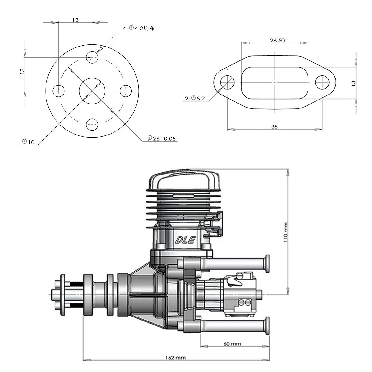 محرك DLE35RA g 4.1HP لأجزاء محرك طائرة RC #5