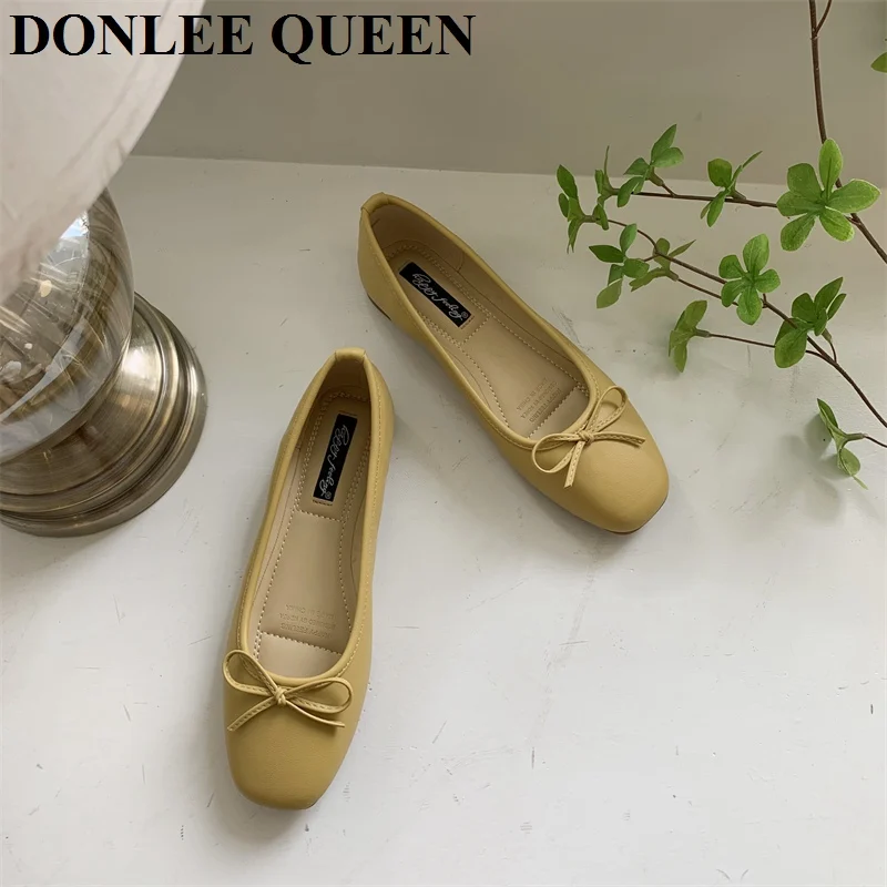 Classic Bow Tie Flats Ballerina Women Shoes Fashion Brand Round Toe Flat Ballet Female Casual Slip On Loafers 2022 Zapatos Mujer