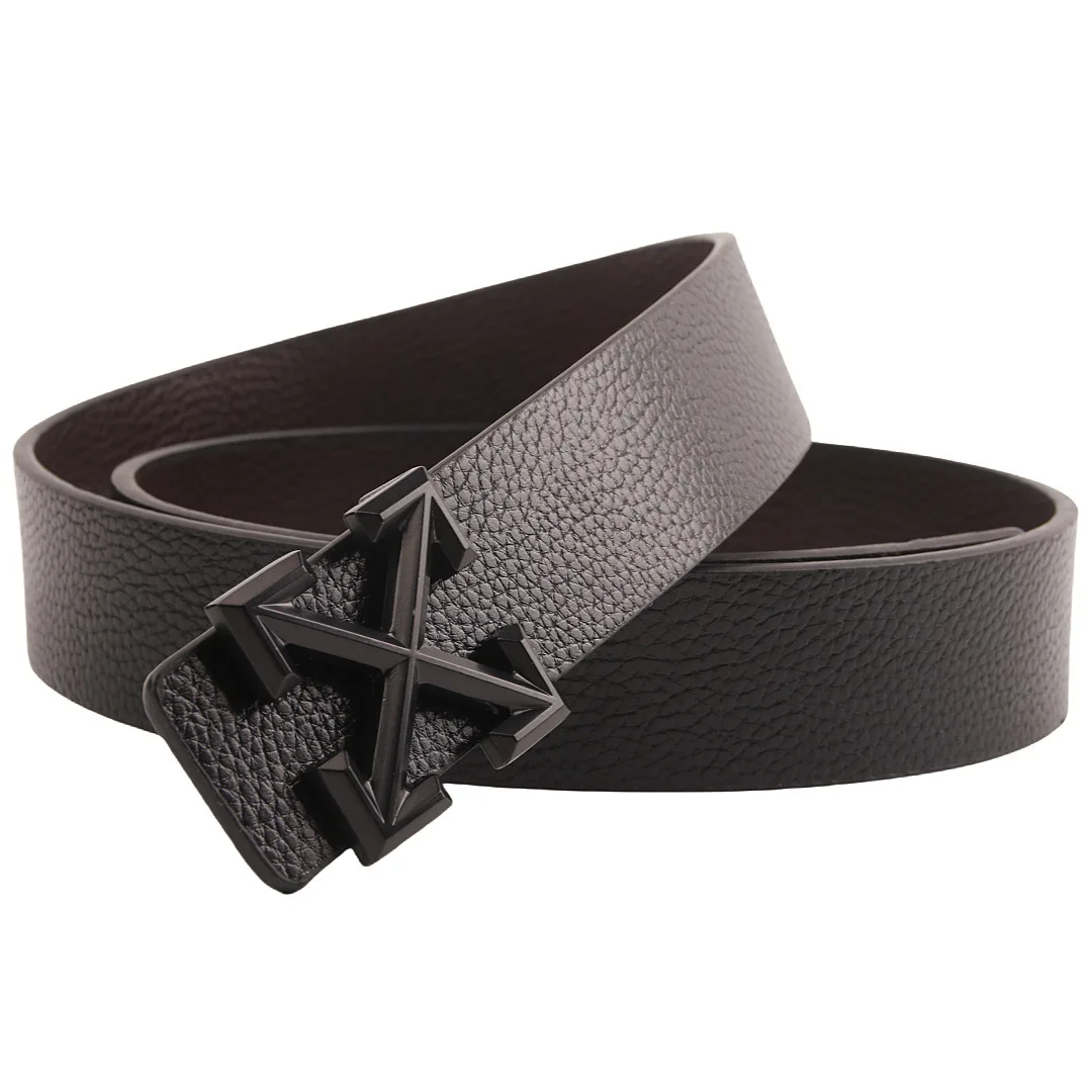 حزام جلد PU قابل للتعديل للرجال، إبزيم من سبائك الأخطبوط وتصميم حبوب الليتشي، غرزة مزدوجة للمناسبات الرسمية