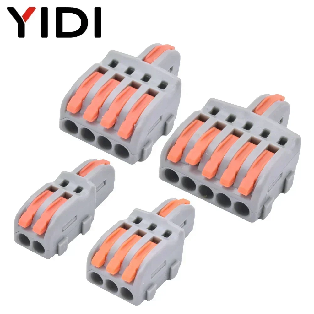 20/50/100pcs Mini Quick Combined Connector Electrical Wire Splice Compact Rail Terminal Block Spring Conductor Connection Clamp