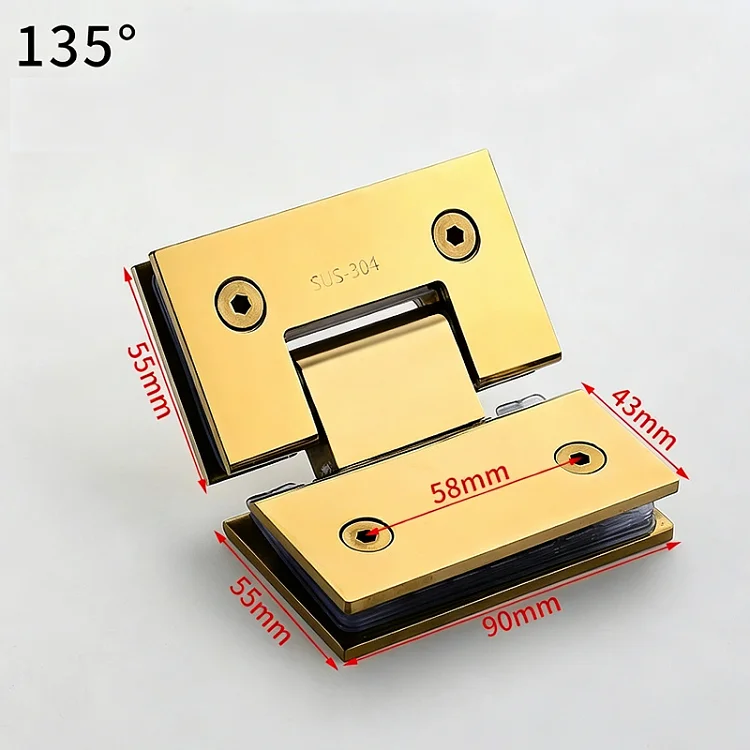 For Frameless For Shower Door Hinge Constructed from 304 Stainless Steel with Gold Tone Finish for Humid Environments