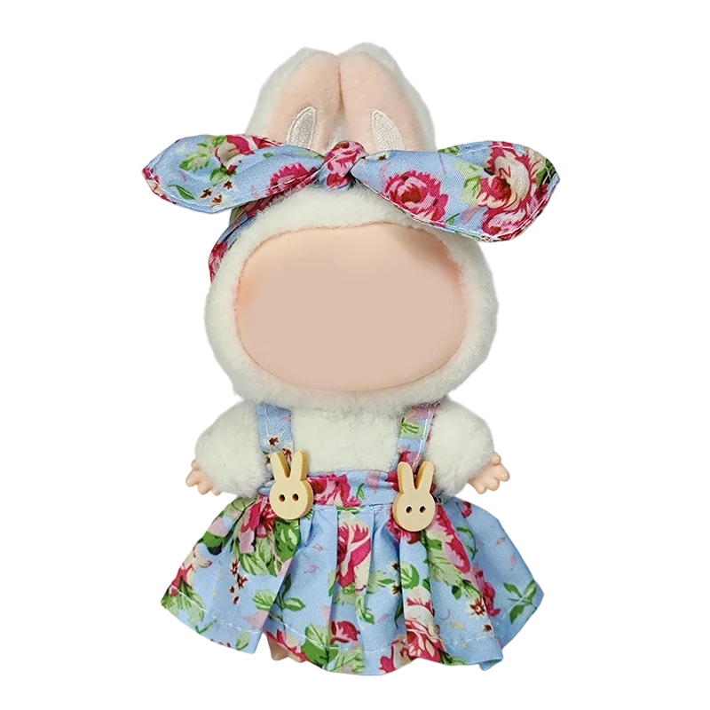 Vêtements de poupée Labubu de 17cm, accessoires, robe florale douce avec bandeau, poupées en peluche, changement de vêtements, cadeaux, jouets de jeu de simulation
