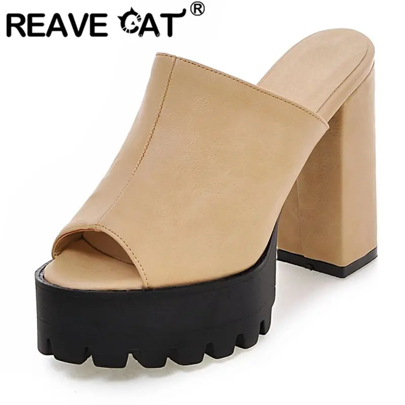 REAVE CAT 2026 تصميم جديد ريترو النساء مضخات جولة تو 3.5 سنتيمتر كعب سميك الدانتيل يصل مختلط اللون حذاء كاجوال حجم كبير 45 46 47 48