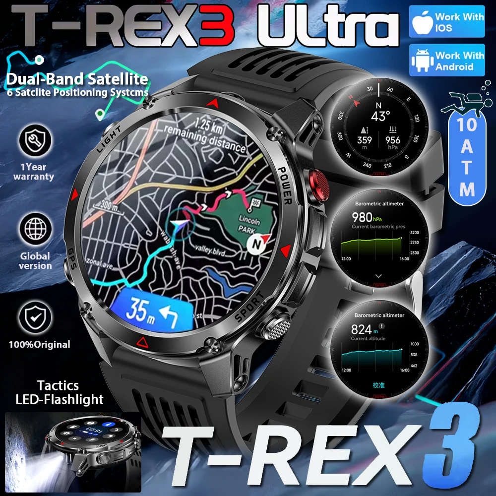 

2026 New Military Bluetooth Call Smart Watch Built-in GPS Compass Barometric Altimeter 10ATM Waterproof Sports Smartwatches Men