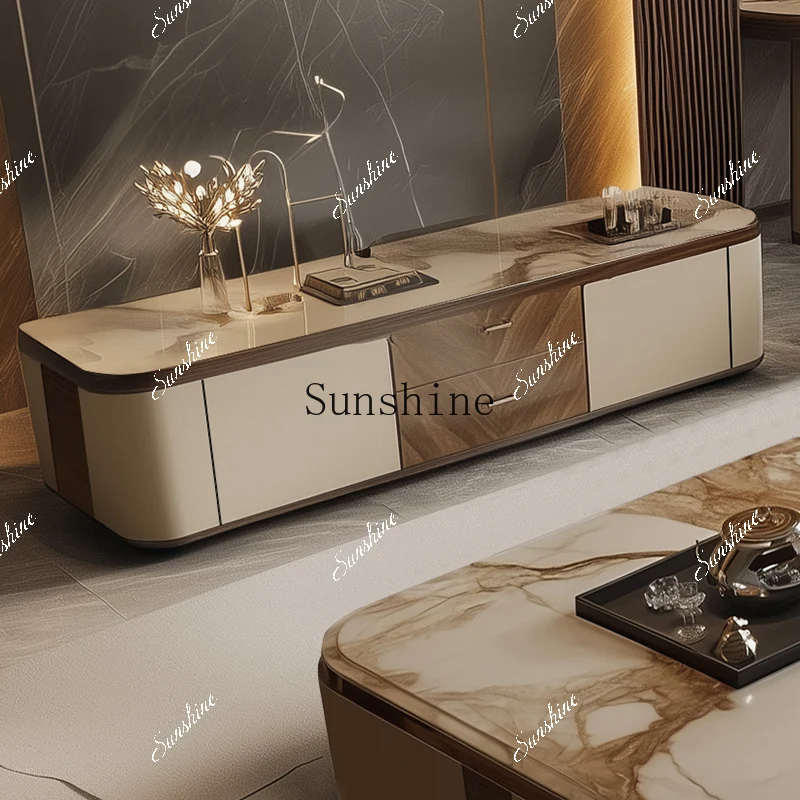 

Modern light luxury long motor cabinet coffee table combination integrated living room home FT