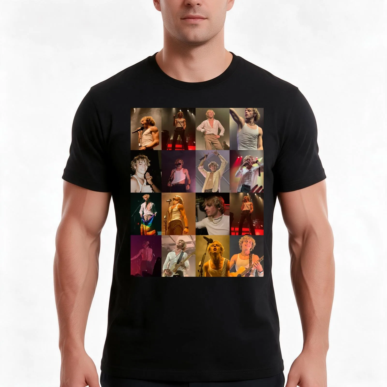 Ross Lynch T-Shirt, Summer Casual Cotton Tee, Oversized Streetwear Tops, Vintage Graphic Print, Loose Fit Short Sleeve