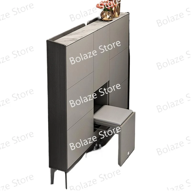 Tilting Shoe Cabinet Light Luxury Space Saving 17cm Home Doorway Entrance Cabinet Modern Small Apartment Storage