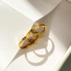 New Stainless Steel Star Patterned Ring Fashionable 18K Gold-Plated Stackable Ring  Waterproof Fashion Jewelry Gift