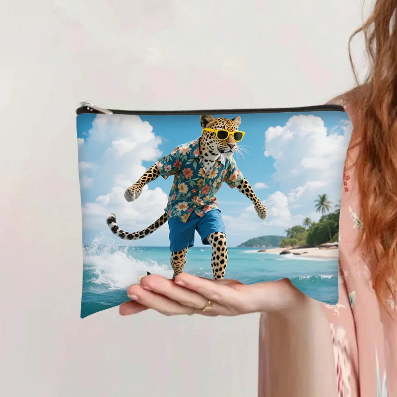 

New Women Powder Puff Storage Bags Large Capacity Makeup Travel Toiletry Bag Cartoon Printed Zipper Bags Makeup Tool Accessories