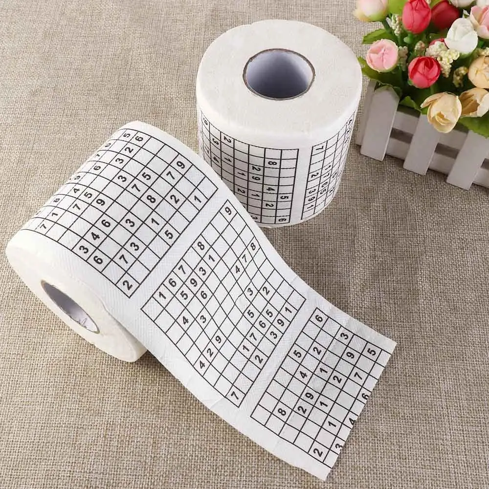 2-rol houtpulp Sudoku toiletpapier vasthoudendheid grappig toiletpapier duurzaam creatief papieren handdoek puzzelspel