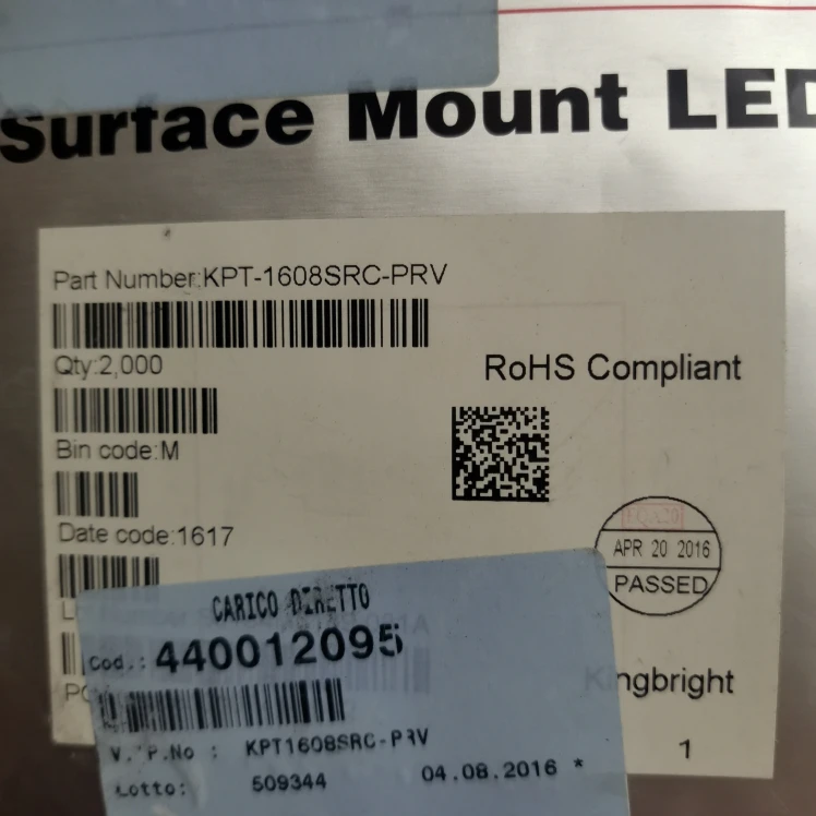 50Pcs/KPT-1608SRC-PRV 0603 (1608) Red SMD LED Indicator