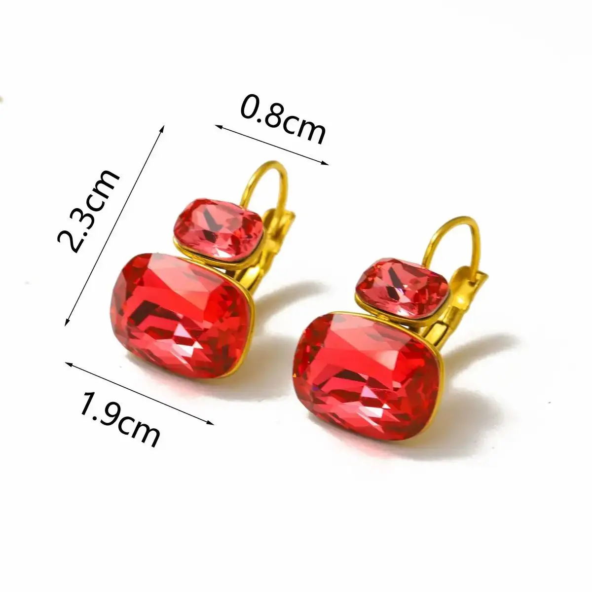 CARLIDANA Ins Fashion 18k Gold Plated Stainless Steel Anti Tarnish Colorful Crystal Summer Earrings and Ring Set Fashion Jewelry