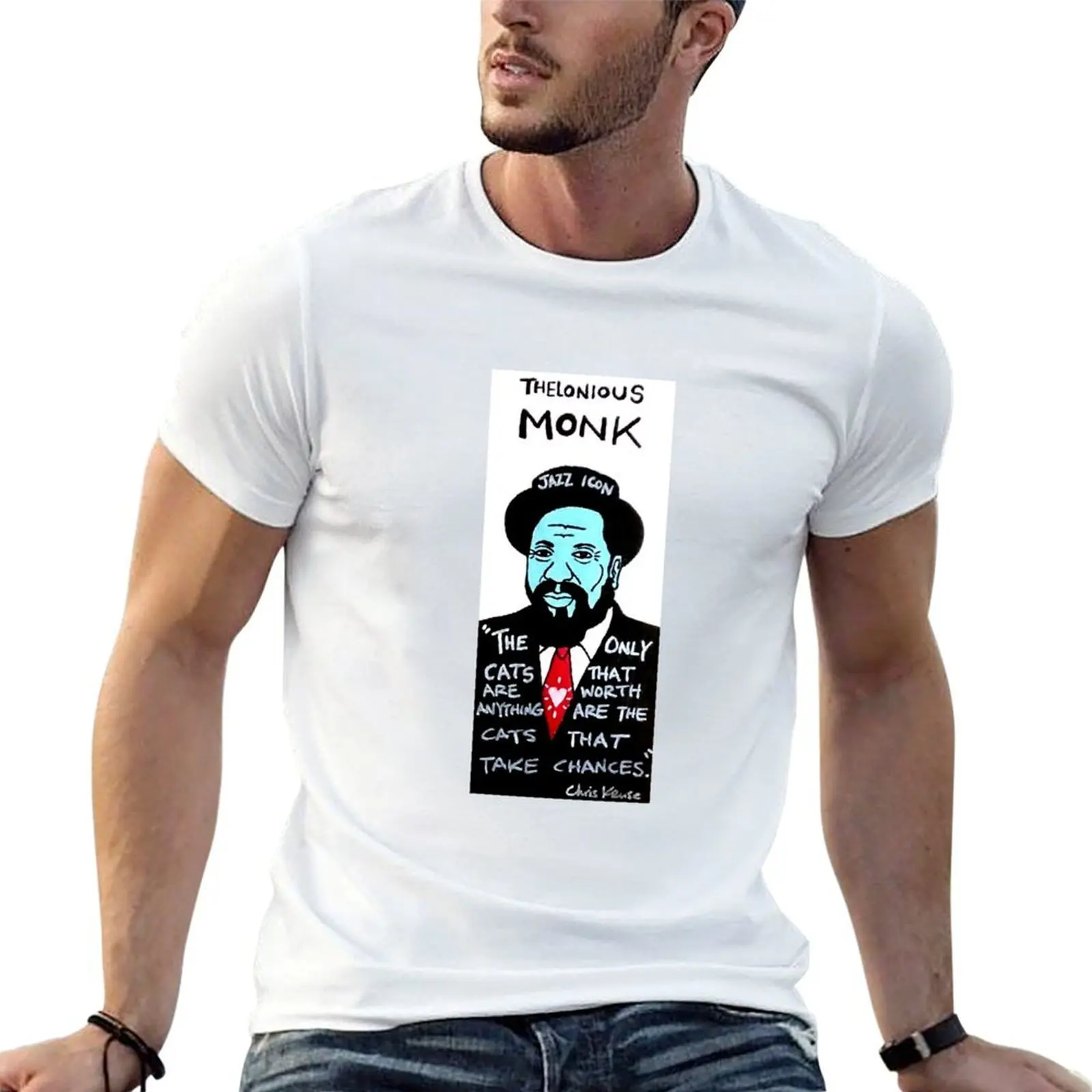 

Thelonious Monk Jazz Folk Art T-Shirt t shirts for man graphic vintage man t shirt cotton high quality T-Shirt