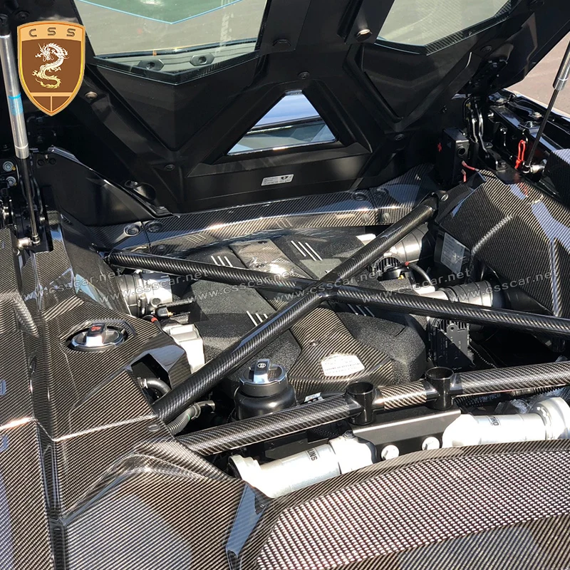 

Сухие карбоновые накладки для замены элементов интерьера двигателя Lamborghini Aventador LP700, OEM-панели для крышки двигателя, внутренние декоративные элементы.