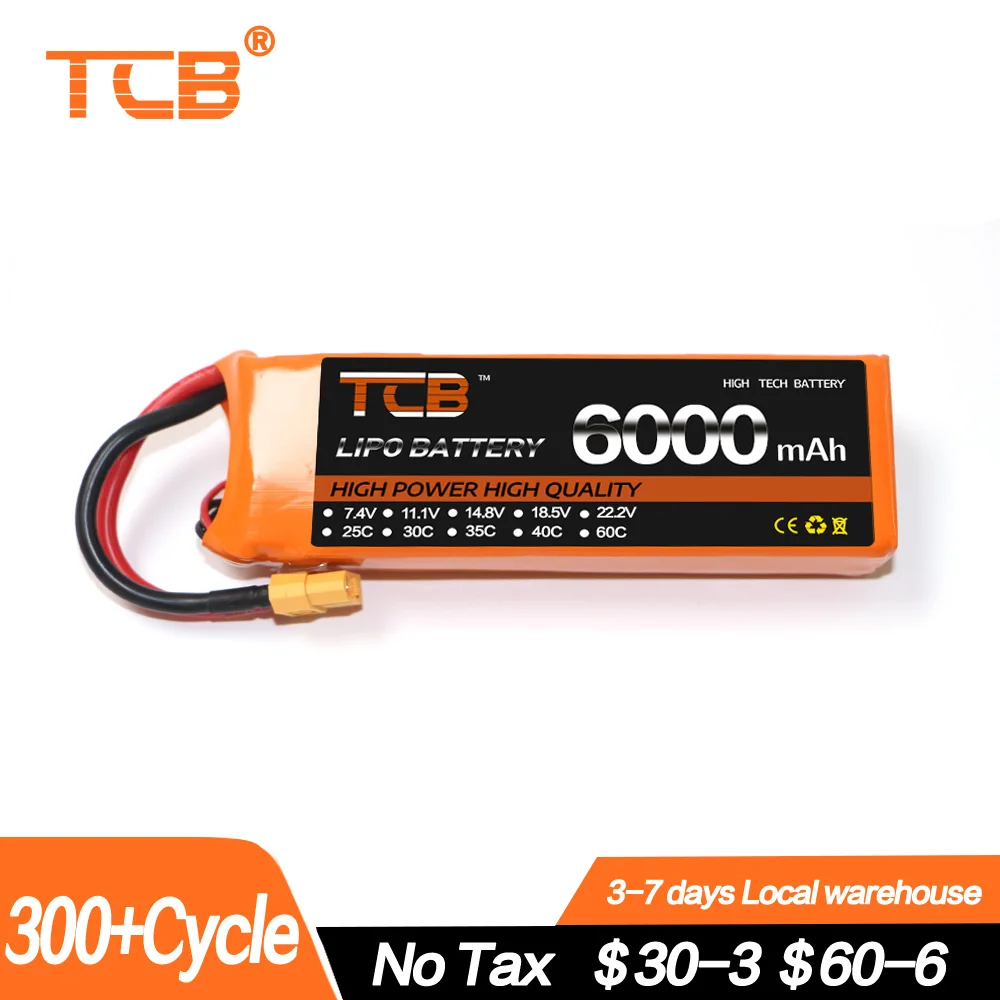 

New TCB Lithium Batteries 6S 22.2V 6000mAh 30C 60C RC Drone LiPo Battery For RC Airplane Helicopter Quadrotor Car Boat Aircrafts