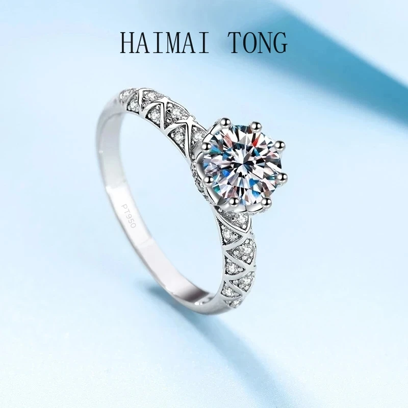 Wedding Rings Platinum PT950 Vine Entanglement Diamond VVS1 D Color 1CT Moissanite Jewelry Romantic Womens Ring Best Anniversary