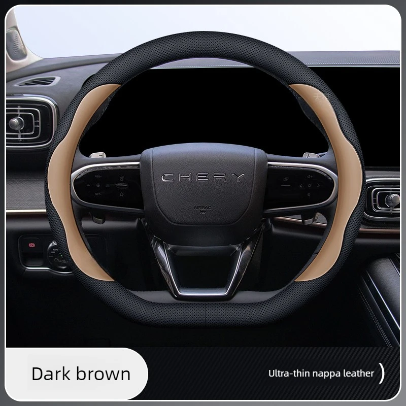 Luxury Leather Car Steering Wheel Cover for Chery Tiggo 9 PHEV 2025 2026 Interior Accessories